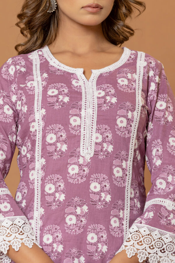 Lilac elegance pakistani kurta set (with dupatta and trouser)