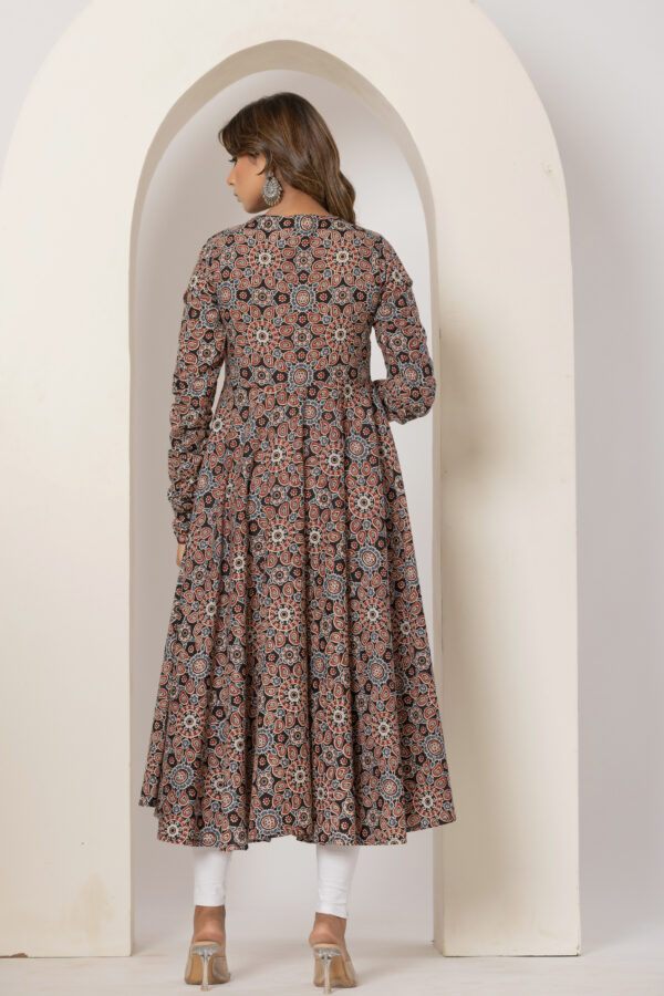 Night blossom printed pure cotton anarkali kurta