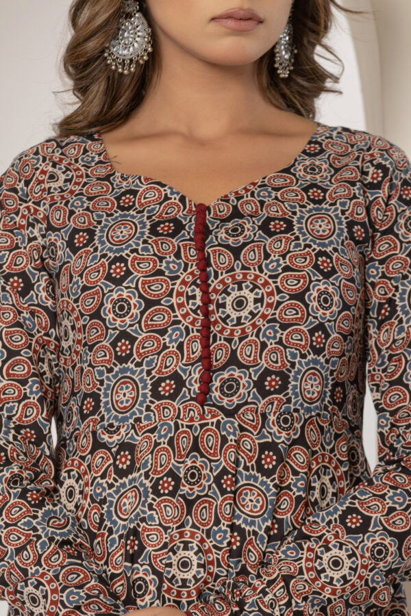 Night blossom printed pure cotton anarkali kurta