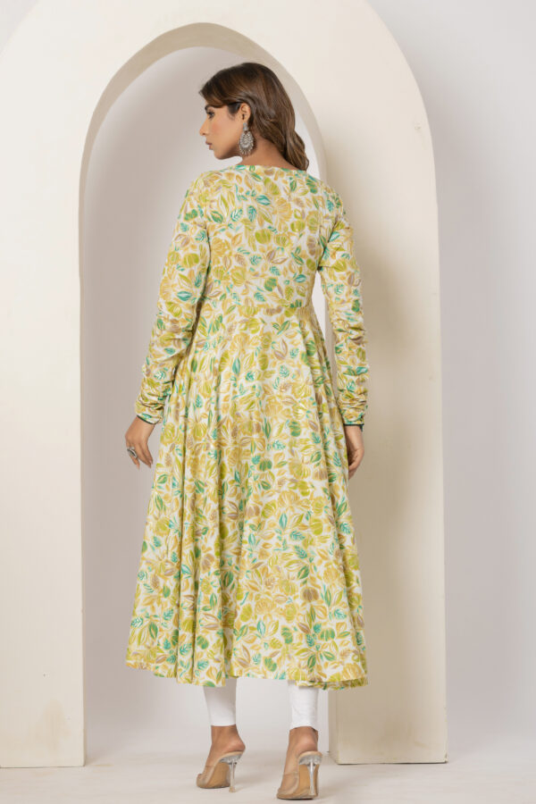 Floral sunshine foil printed pure cotton anarkali kurta