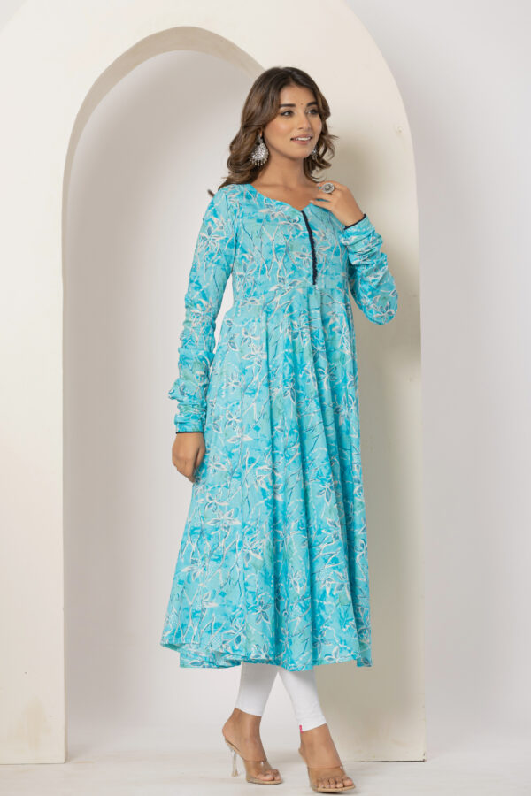 Skyline charm foil printed pure cotton anarkali kurta