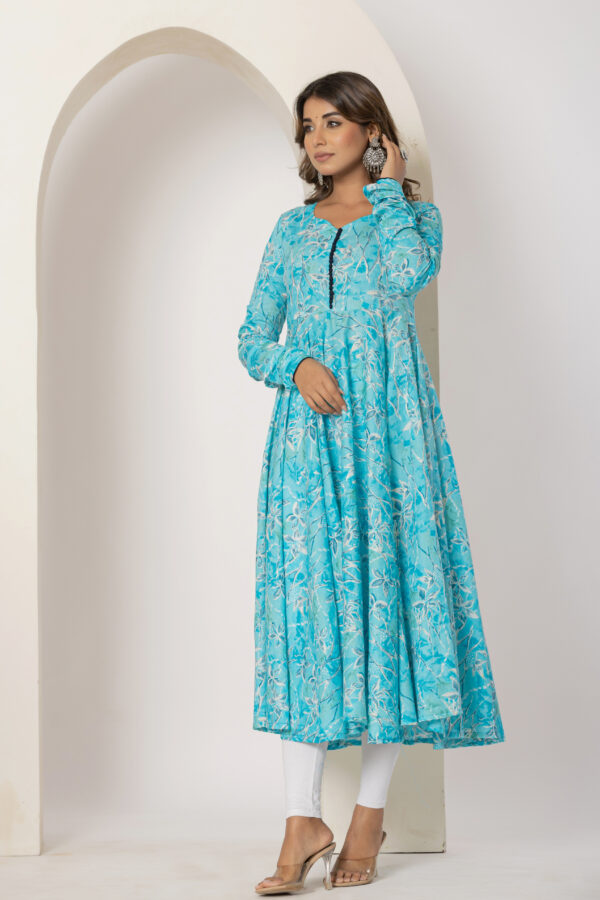 Skyline charm foil printed pure cotton anarkali kurta