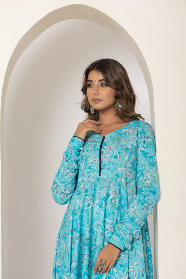Skyline charm foil printed pure cotton anarkali kurta