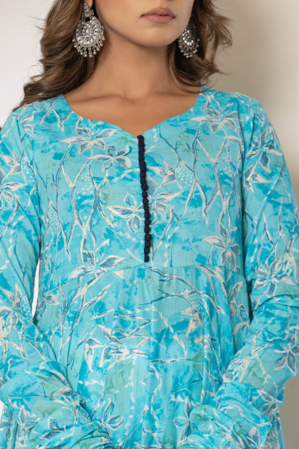 Skyline charm foil printed pure cotton anarkali kurta