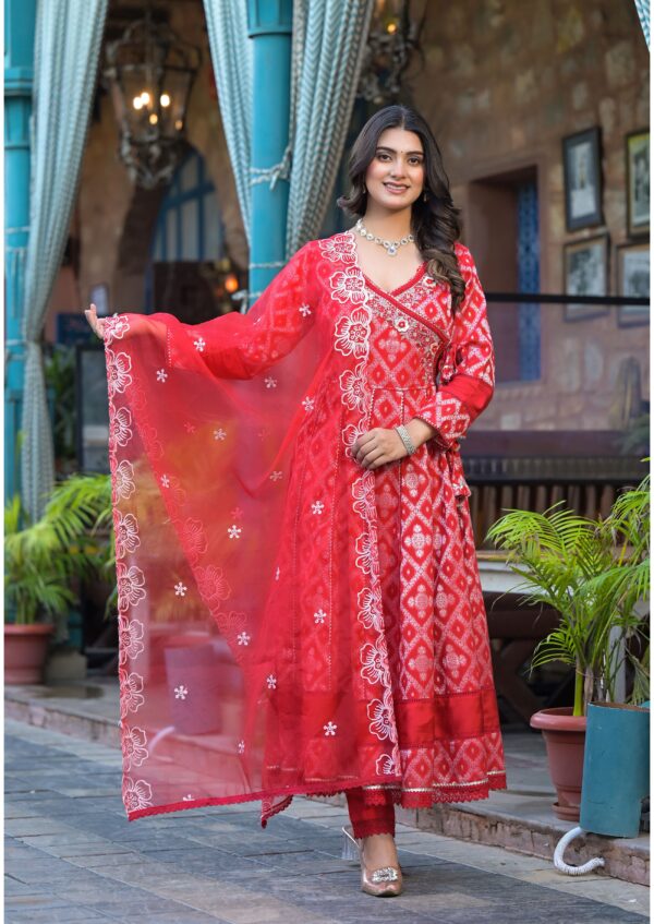 Gulnar grace angrakha kurta set with embroidered dupatta