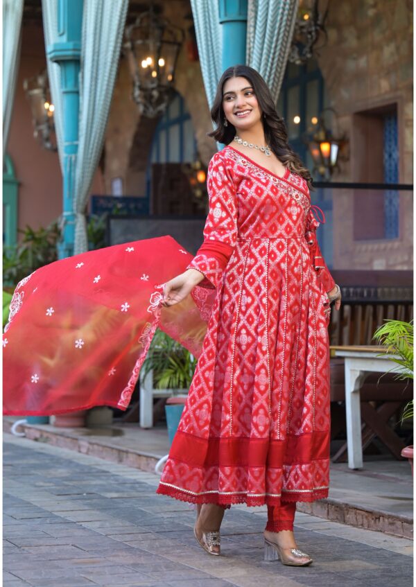 Gulnar grace angrakha kurta set with embroidered dupatta