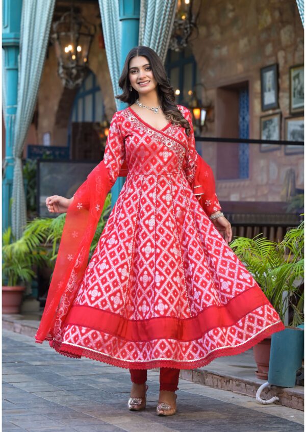 Gulnar grace angrakha kurta set with embroidered dupatta