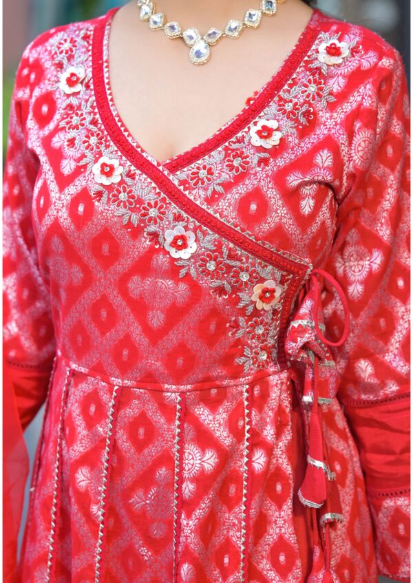 Gulnar grace angrakha kurta set with embroidered dupatta