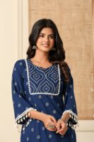 Blue mirage pure cotton co-ord set with shell lace