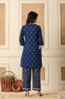 Blue mirage pure cotton co-ord set with shell lace