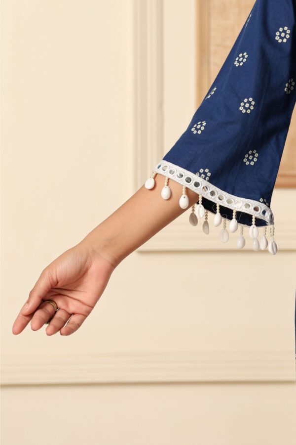 Blue mirage pure cotton co-ord set with shell lace