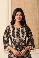 Dusk bloom black printed pure cotton co-ord set