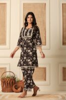 Dusk bloom black printed pure cotton co-ord set
