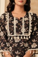 Dusk bloom black printed pure cotton co-ord set