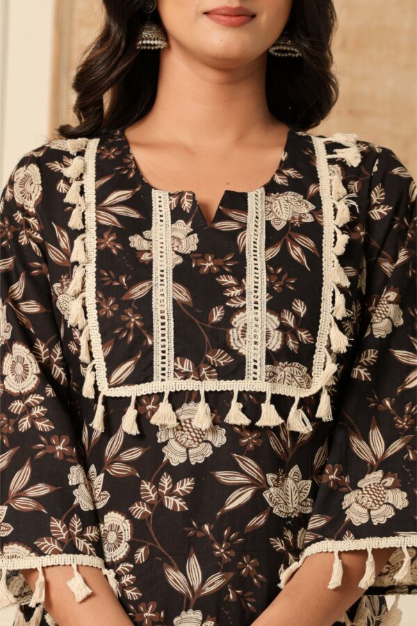 Dusk bloom black printed pure cotton co-ord set