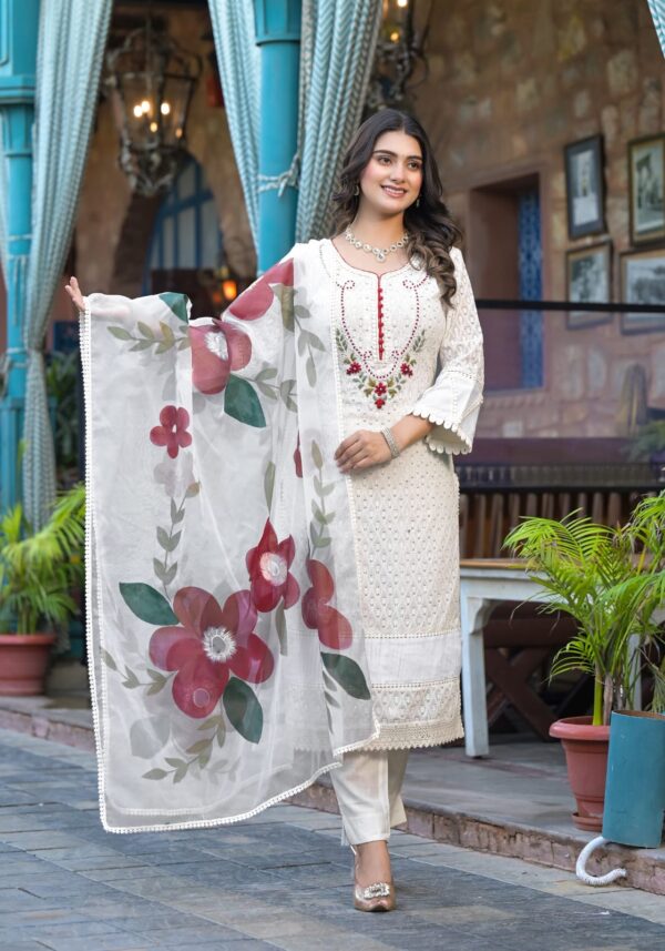 Chandni charm party wear kurta set with hand painted dupatta