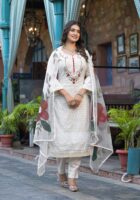 Chandni charm party wear kurta set with hand painted dupatta