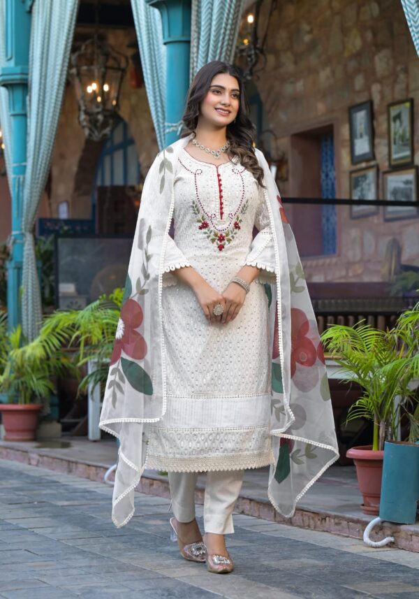 Chandni charm party wear kurta set with hand painted dupatta