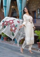 Chandni charm party wear kurta set with hand painted dupatta