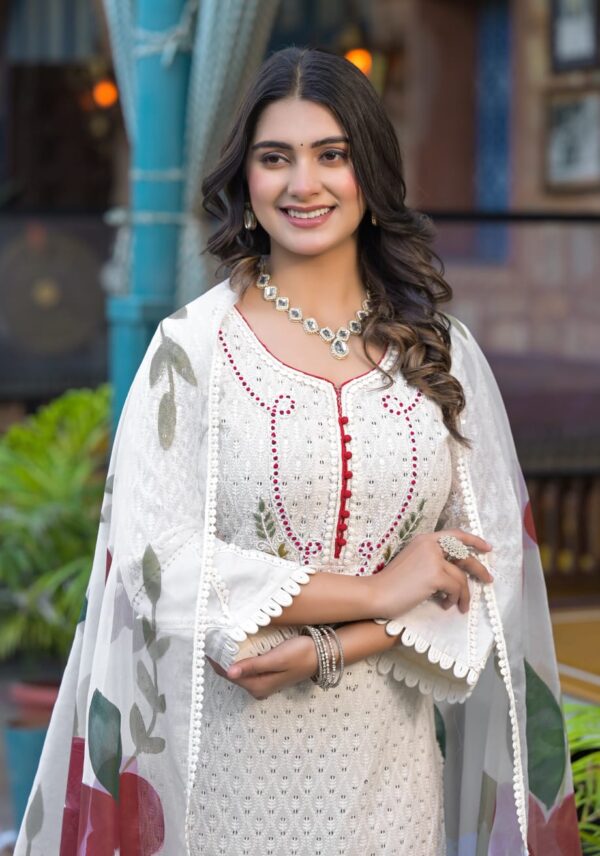 Chandni charm party wear kurta set with hand painted dupatta