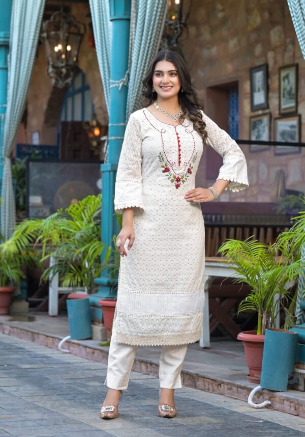 Chandni charm party wear kurta set with hand painted dupatta
