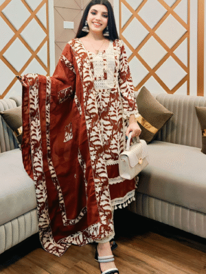 Ruhani ikkat soft cotton kurta set with dupatta