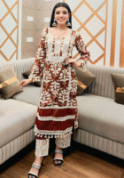 Ruhani ikkat soft cotton kurta set with dupatta