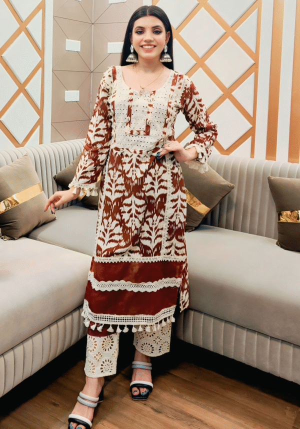 Ruhani ikkat soft cotton kurta set with dupatta