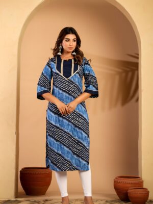 Indigo leheriya kurta