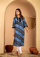 Indigo leheriya kurta