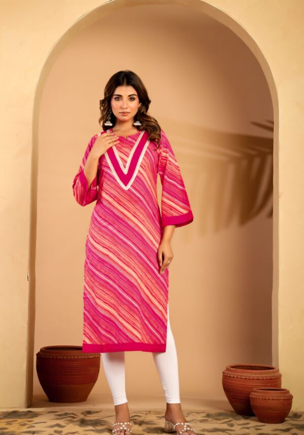 Pink leheriya kurta