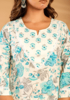 Aqua floral cotton kurta set