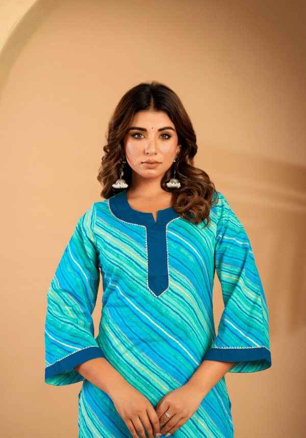 Ocean mist leheriya cotton kurta