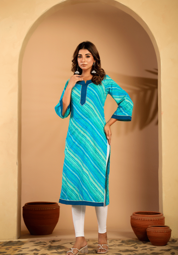 Ocean mist leheriya cotton kurta