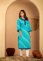 Ocean mist leheriya cotton kurta