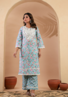 Tarang – Light Blue Printed Cotton Kurta Set