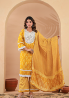 Kanak Noor – Yellow Cotton Kurta Set