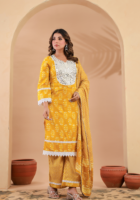 Kanak Noor – Yellow Cotton Kurta Set
