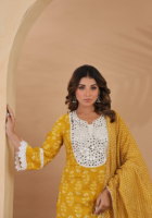 Kanak Noor – Yellow Cotton Kurta Set