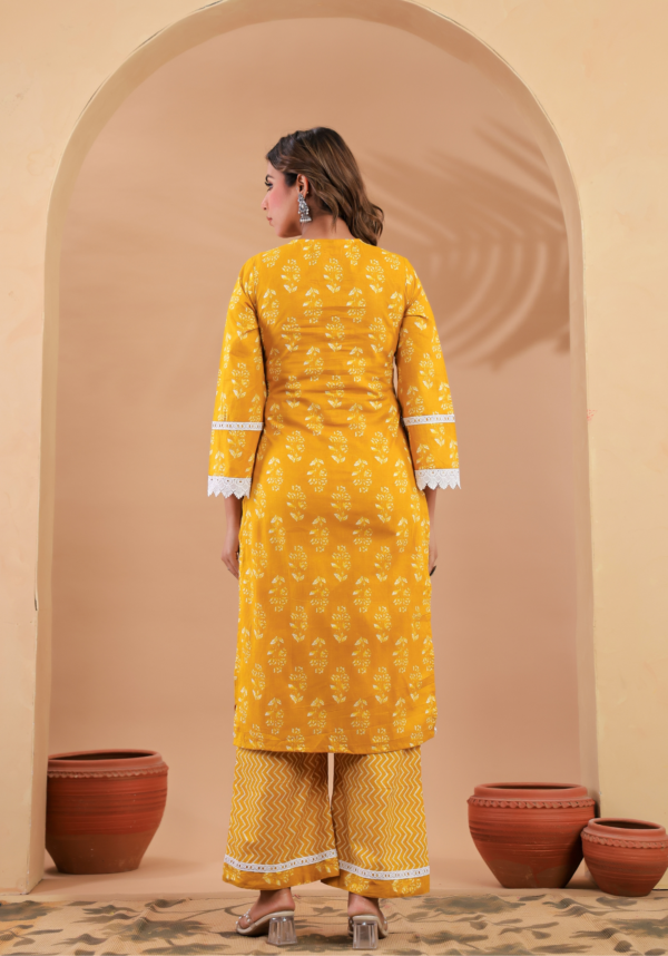 Kanak Noor – Yellow Cotton Kurta Set